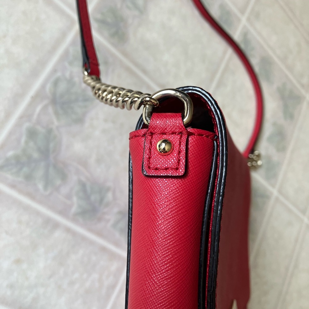 Kate Spade Scarlet Red Leather Chain Strap Crossbody Purse - Picture 3 of 10